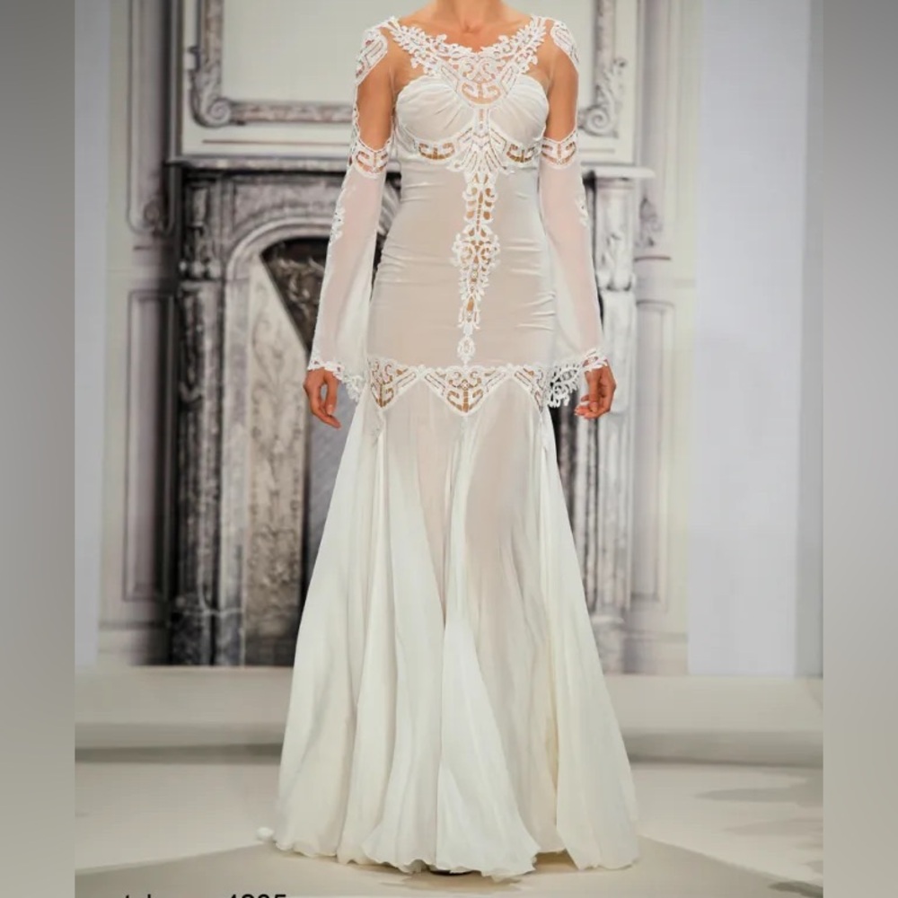 Pnina Tornai lace illusion wedding gown sz 2